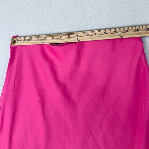 A New Day Women's Size M Pink Pull on Elastic Waist Maxi Skirt Side Slit - Picture 6 of 7